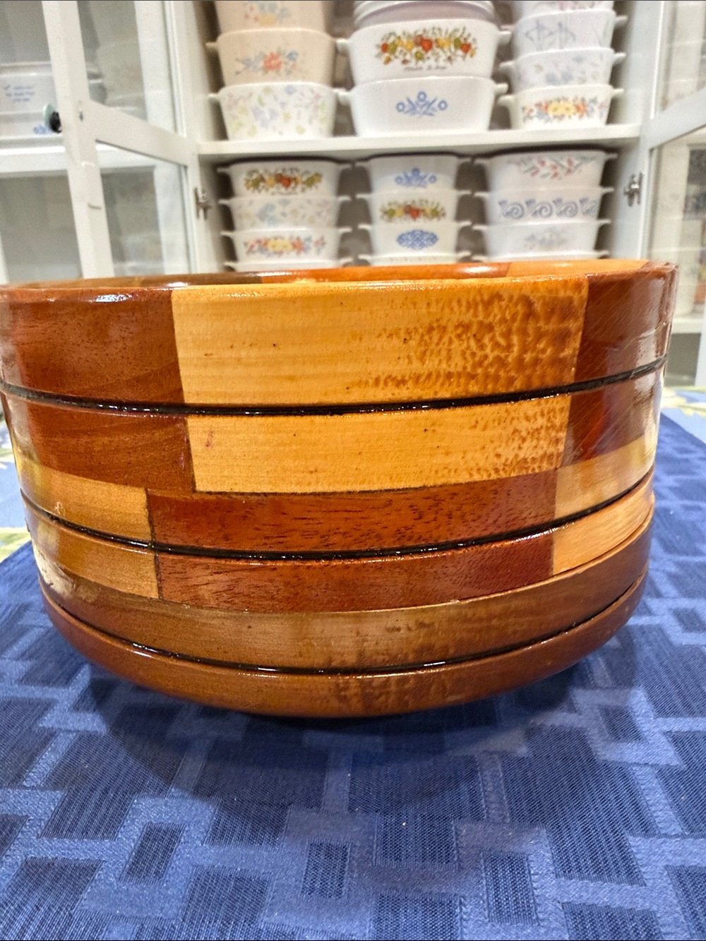 Handcrafted Wooden Serving Bowl in Warm Honey and Amber Tones - Picture 6 of 10